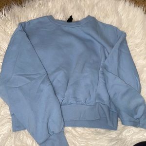 Blue crew neck cropped sweatshirt